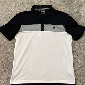 Adidas Men's Polo Shirt in Black, Gray, and White